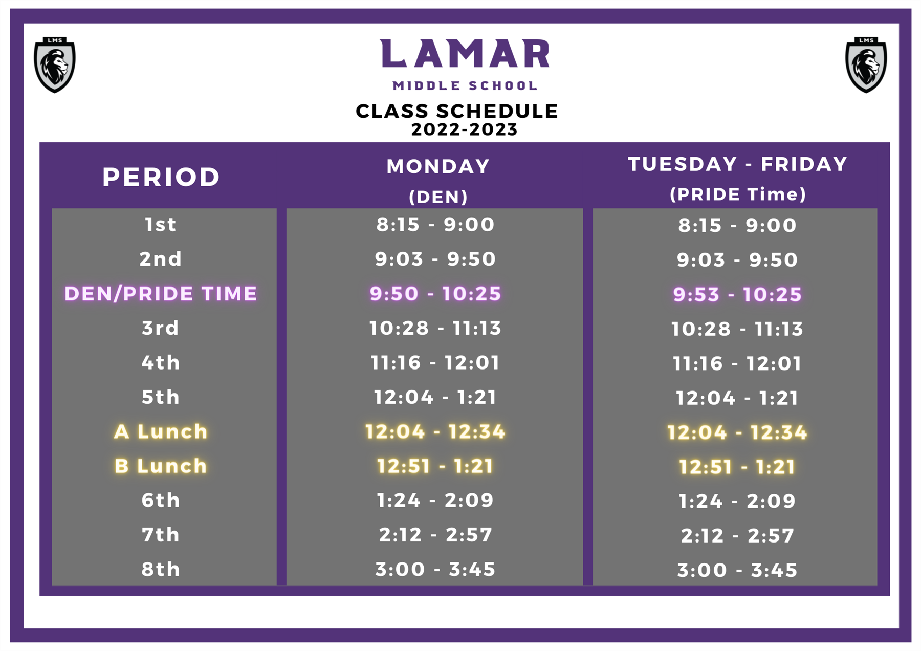 22-23 Class Bell Schedule